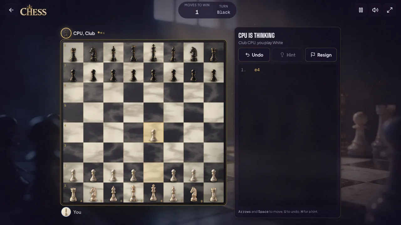 chess gameplay, moment 1