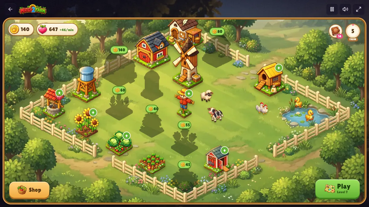 match2farm gameplay, moment 1