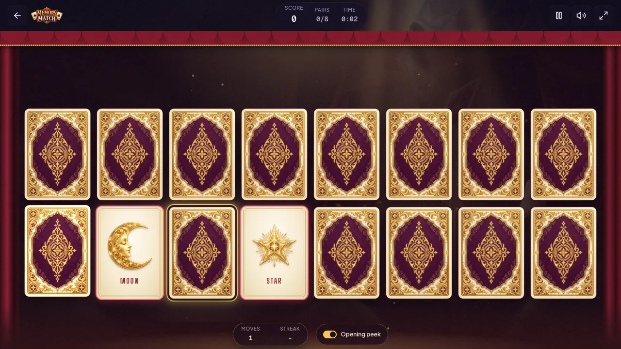 memory match gameplay, moment 2