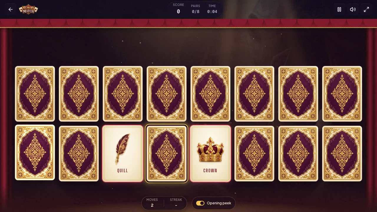 memory match gameplay, moment 3