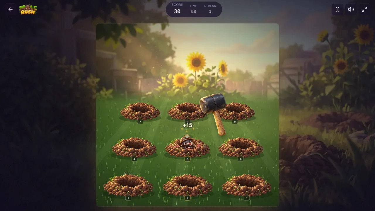 mole rush gameplay, moment 1