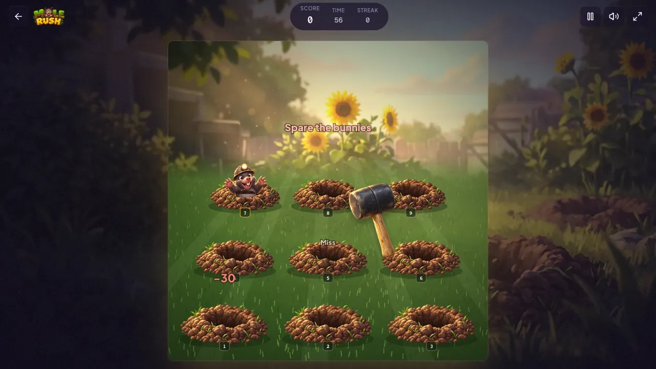 mole rush gameplay, moment 2