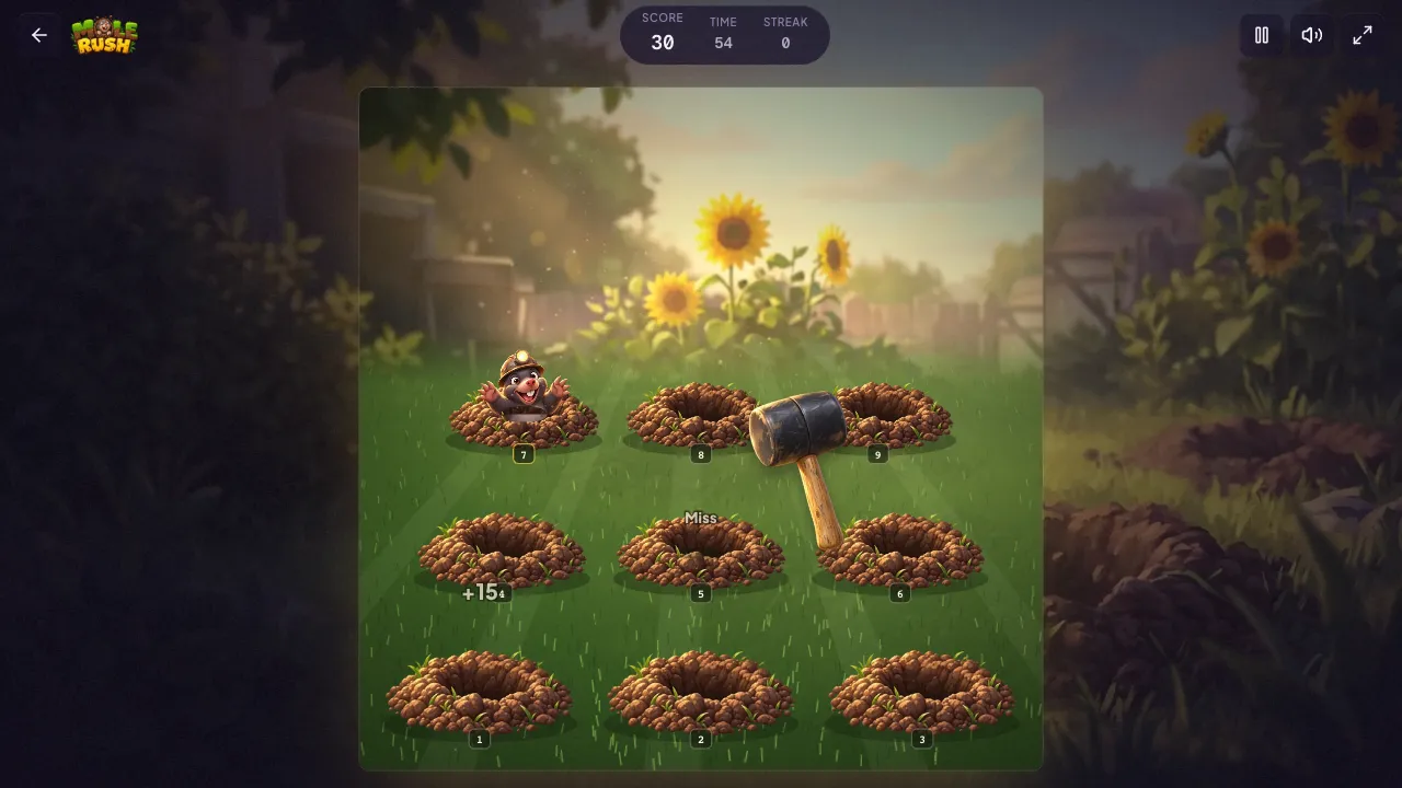 mole rush gameplay, moment 3